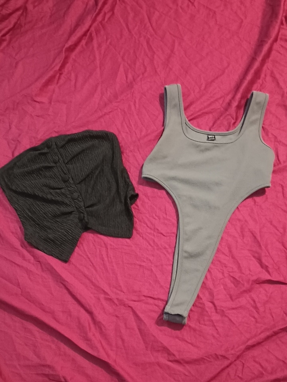 SHEIN Gray Ribbed Scoop-Neck Bodysuit L And Black Tube Top M Sexy Spring Summer